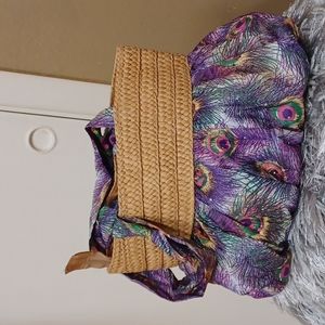 India Boutique Peacock Straw Handbag